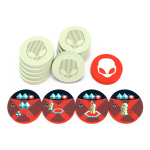 On Mars Alien Invasion - Token Alieni in Legno