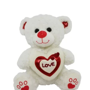 Peluche Orso bianco decorato con cuore e scritta "Love"