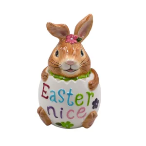 SCATOLA CON COPERCHIO E MANICO IN CERAMICA CONIGLIO PASQUALE