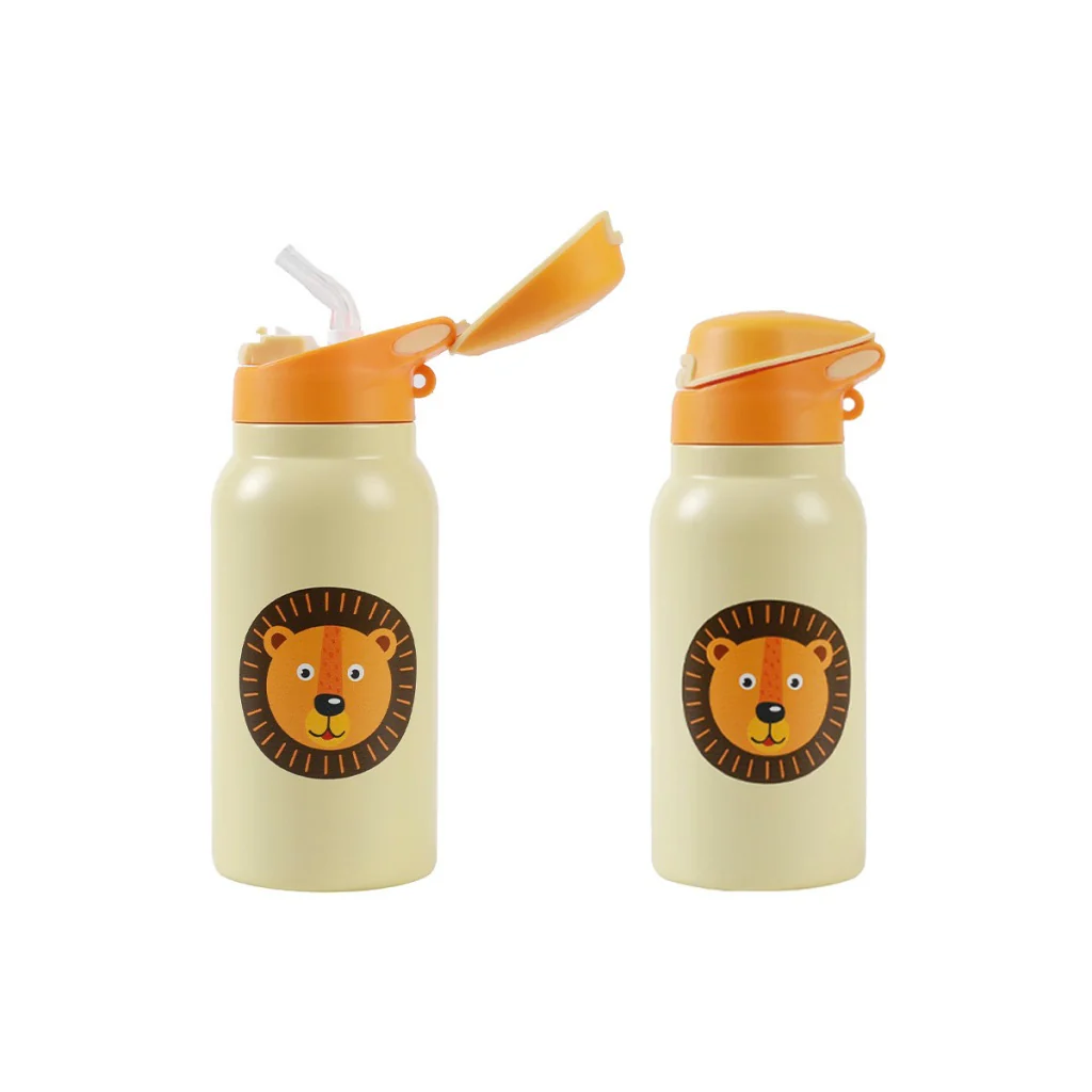 Borraccia Termica In Acciaio Inox con Beccuccio Trasparente e Tappo Richiudibile Animals Kids 350ml - ITOTAL
