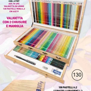 130 PASTELLI IN LEGNO MINA 4.2 IN VALIGETTA  CON 2 CHIUSURE - TINTAUNITA