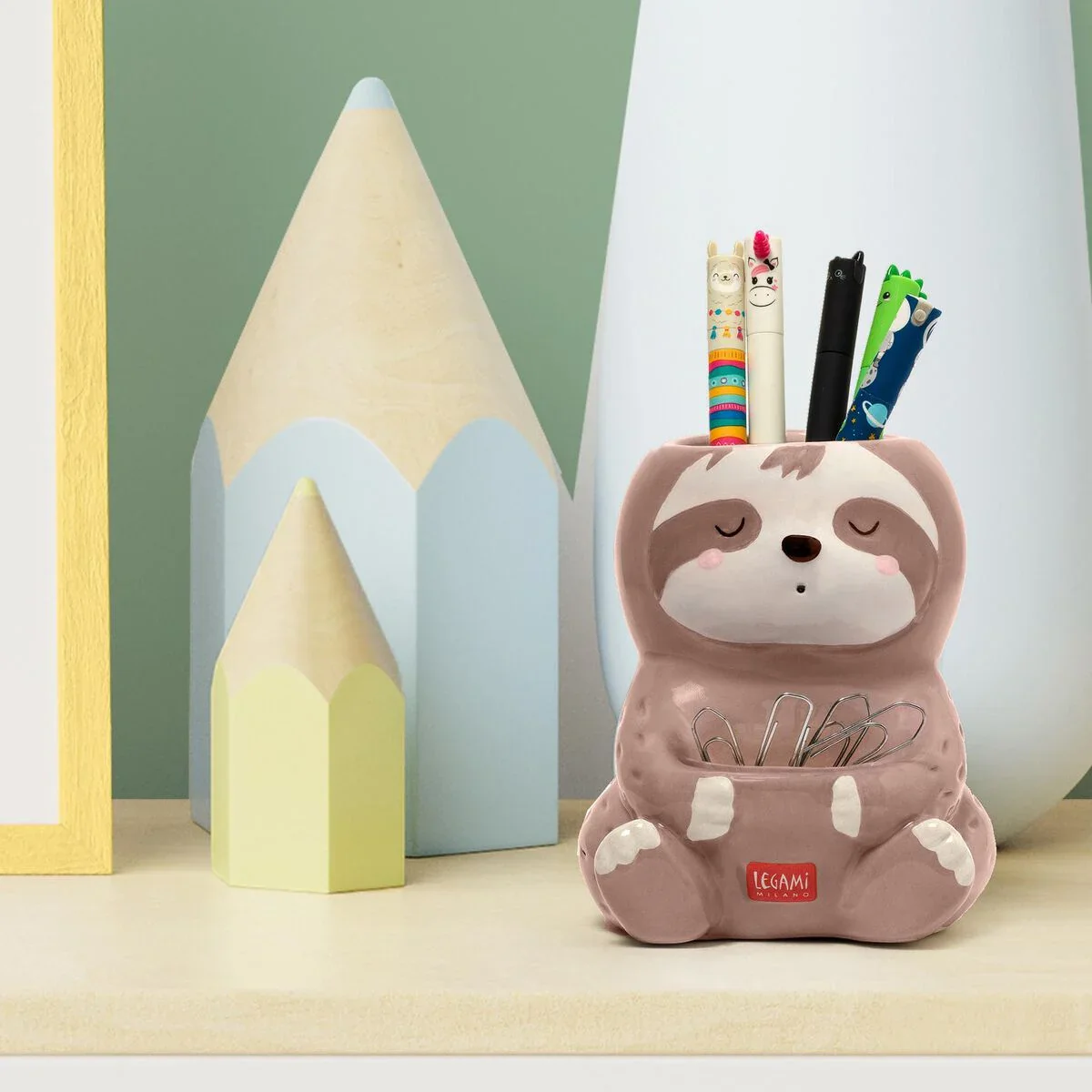 Portapenne in Ceramica - Desk Friends BRADIPO - LEGAMI - immagine 3