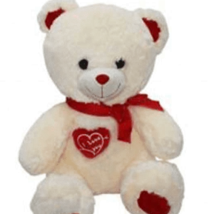 Peluche Orso bianco con cuore e fiocco