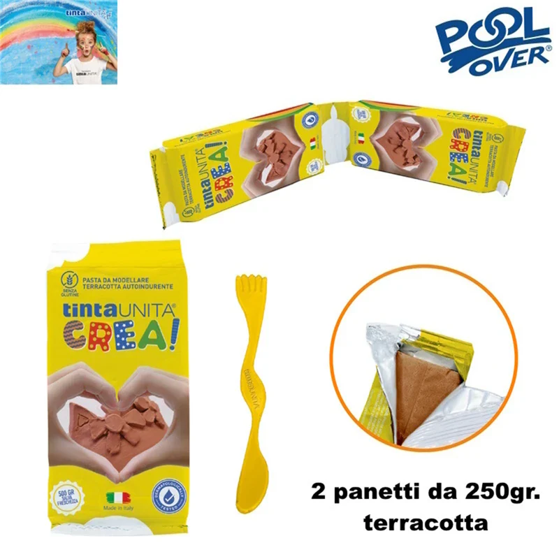 Pasta da modellare in 2 buste da 250gr + Spatola colore Terracotta - TINTAUNITA - immagine 3