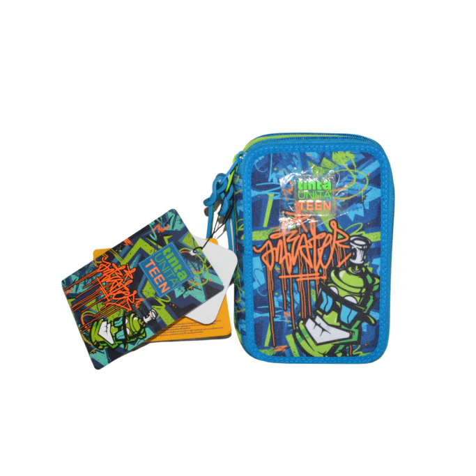 Astuccio 3zip Borsellino - TintaUnita Teen - completo di colori e cancelleria