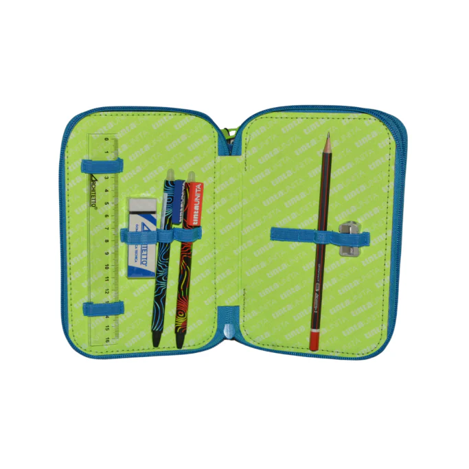Astuccio 3zip Borsellino - TintaUnita Teen - completo di colori e cancelleria - immagine 3